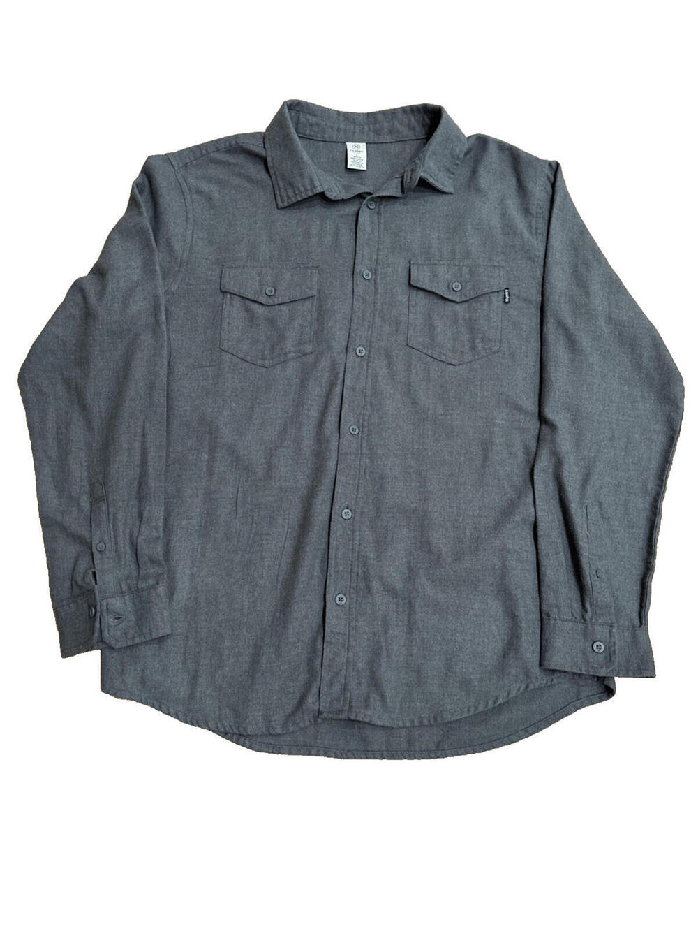 Hurley Men's Ultra Soft Brushed Flannel Long Sleeve Button Up Shirt Gray Large